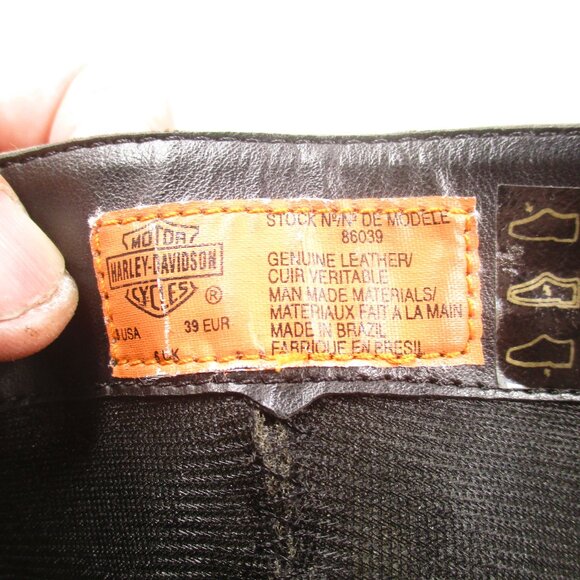 Womans HARLEY-DAVIDSON Ankle Buckle Zipped Boots Black Leather 3" Heel Size 8 - Picture 7 of 11